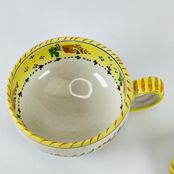 Italy Pottery Majolica Snack Set Tray Cup Galletto Rooster Design Terracotta VTG - Picture 10 of 16